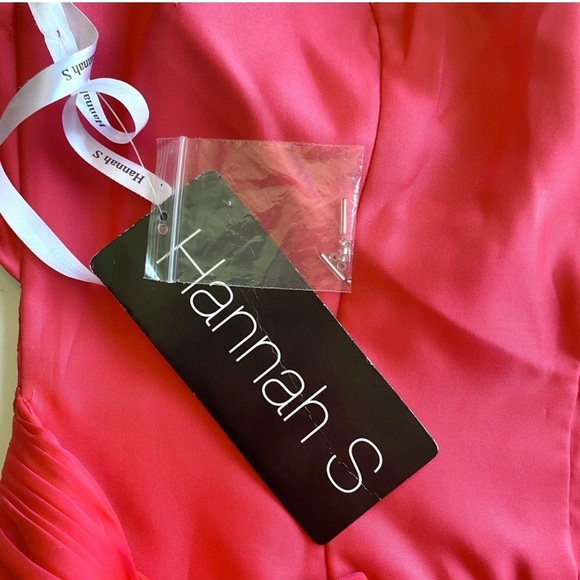 Hannah S Salmon Pink Coral Chiffon Embossed One-shoulder Prom Party Dress 10 Y2K - Picture 13 of 16